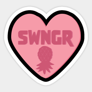 Swinger Candy Heart Upside Down Pineapple Sticker